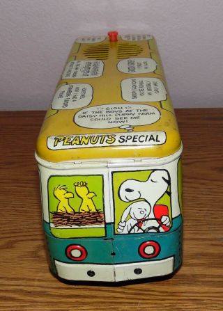 Vintage Peanuts Special Talking Bus Chein 1966 Litho Tin 3