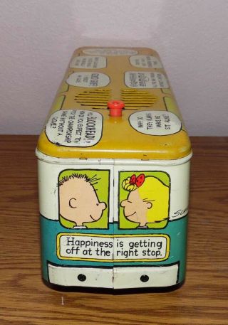Vintage Peanuts Special Talking Bus Chein 1966 Litho Tin 4