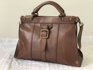 Fossil Vintage Heirloom Revival Pecan Leather Crossbody Handbag Satchel Purse