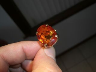 Vintage " Amber Guild " Natural Baltic Amber 14k Gold Ring 24 X 17mm 1940 