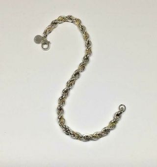 Tiffany & Co.  925 Sterling Silver & 18k YG Twist Rope Chain Bracelet 7.  25 