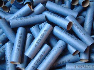 1,  000 Vintage N.  O.  S.  Blue Precrimped Nickel Coin Wrapper Tubes Last 2 Cases