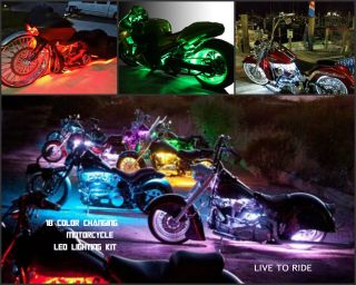 12pc 18 Color Led Wireless Remote Ridley Motorcycle Led Strip Lighting Kit