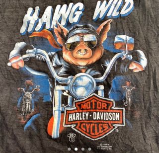 Vtg 1986 3d Emblem Harley Davidson Motorcycle Hawg Wild Tank Top T Shirt M Wow