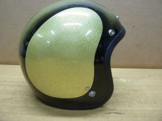 Vintage Gold And Black Metal Flake Motorcycle Helmet Copper Bobber