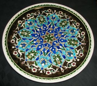 Vintage Italian Pottery Wall Plate Hand Painted Unsigned 12.  5 "