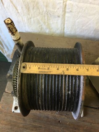 2 Vintage Hand Crank Worm Gear Cable Winch Salvaged from Old School Gym 4