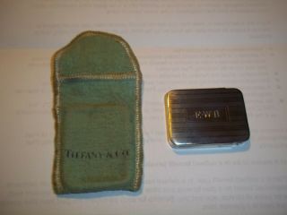 Antique Sterling Silver Tiffany And Co.  Pill Box With Bag