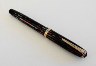 Vintage Parker Duofold Red/mop/black Striped Fountain Pen 4 7/8 "