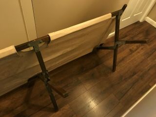 Vintage Wooden Army Camping Foldable Cot With Canvas & Wood Legs Frame 72 