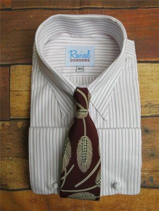 Revival Authentic 1940s Style London Stripe Spearpoint Tab Collar Shirt