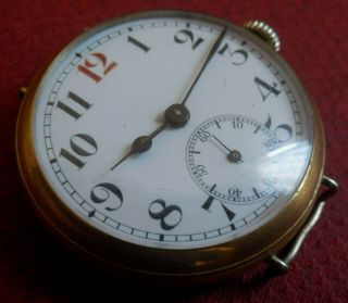 Vintage 1910s Red 12 Swiss Trench Style Running Wristwatch