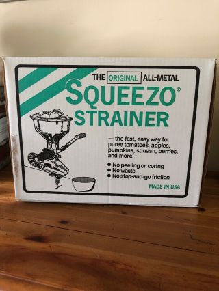 Vintage Squeezo Model 09101 All Metal Vegetable And Fruit Strainer