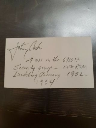 Johnny Cash Vintage Hand Signed Autograph With Military Inscription Rare Item