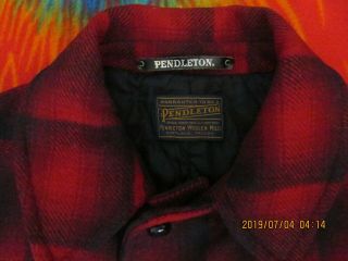 Pendleton Wool Buffalo Shadow Plaid Jacket Coat Red Black Mens Xl Vintage Euc