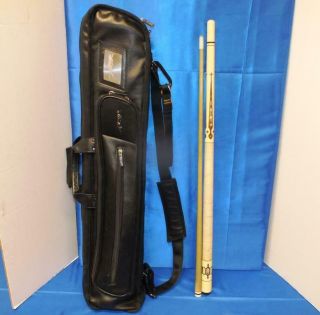 Rare Meucci Pp - 4 Pearl Inlaid Pool Cue With Red Dot Shaft (double Case Predator)