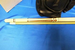 RARE Meucci PP - 4 Pearl Inlaid Pool Cue With Red Dot Shaft (double case predator) 5