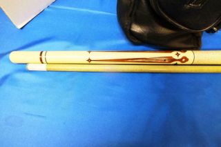 RARE Meucci PP - 4 Pearl Inlaid Pool Cue With Red Dot Shaft (double case predator) 6