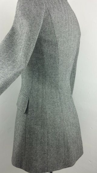 Tweed Riding Jacket 6 8 Victorian Vintage Style Grey Black Herringbone 1940s 4