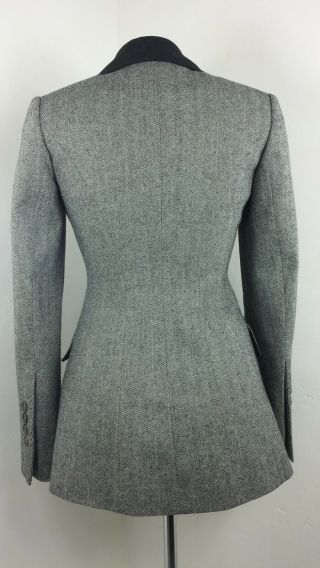 Tweed Riding Jacket 6 8 Victorian Vintage Style Grey Black Herringbone 1940s 5
