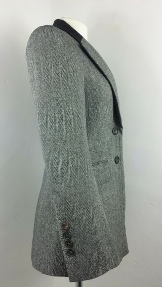 Tweed Riding Jacket 6 8 Victorian Vintage Style Grey Black Herringbone 1940s 6