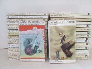 Agatha Christie 35 Vintage Fontana Paperbacks With White Spines Marple,  Poiroit