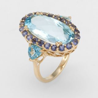 Auriya Vintage 14k Yellow Gold Ring With Blue Topaz And Iolite 6.  25 ($1500)
