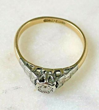 Art Deco 18ct Gold Platinum Diamond Solitaire Ring Antique Jewellery Handmade