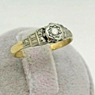 ART DECO 18CT GOLD PLATINUM DIAMOND SOLITAIRE RING ANTIQUE JEWELLERY HANDMADE 2