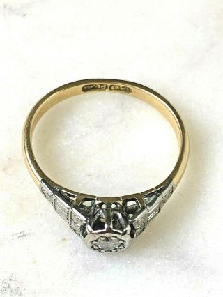 ART DECO 18CT GOLD PLATINUM DIAMOND SOLITAIRE RING ANTIQUE JEWELLERY HANDMADE 4