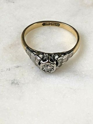 ART DECO 18CT GOLD PLATINUM DIAMOND SOLITAIRE RING ANTIQUE JEWELLERY HANDMADE 6