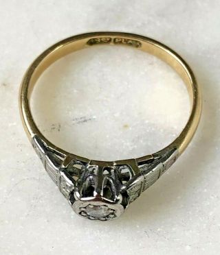 ART DECO 18CT GOLD PLATINUM DIAMOND SOLITAIRE RING ANTIQUE JEWELLERY HANDMADE 8