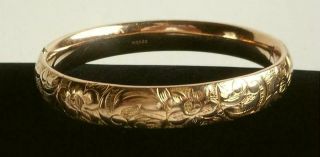 Antique Victorian Floral Engraved Gold Filled Hinged Bangle Bracelet Mh & Co.