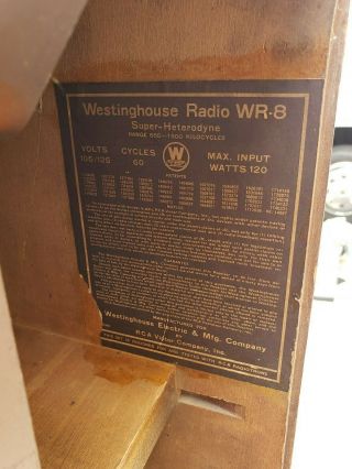 Vintage 1931 Westinghouse Columinaire WR - 8 Grandfather Radio PARTS ONLY 2715 7