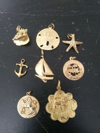 Charms,  14k Gold,  Nautical,  Zodica Leo,  Vintage,