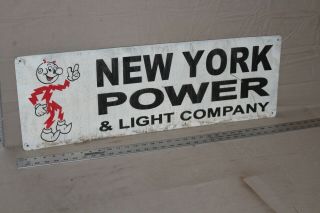 Rare Vintage York Power And Light Reddy Kilowatt Painted Metal Sign