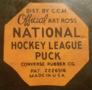 VINTAGE 6 NHL YORK RANGERS ART ROSS CONVERSE GAME PUCK USA 4