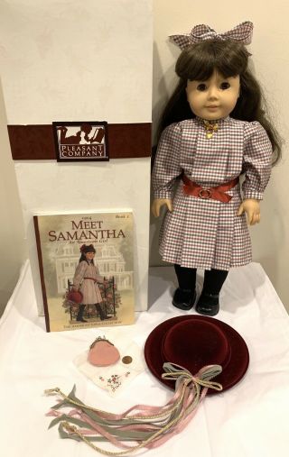 American Girl Samantha Doll Pleasant Company Meet Outfit Accessories Book Box