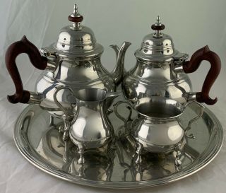 Vintage Kirk Stieff Pewter Williamsburg Lenox Tea Set Pots Bowl Creamer Tray