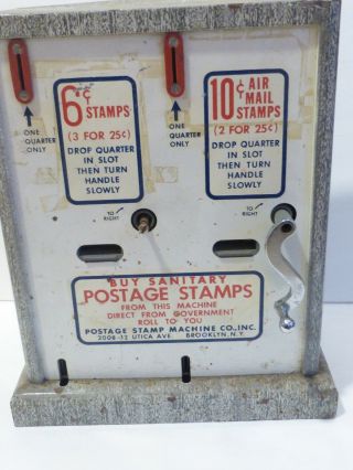 Vintage Postage Stamp Machine Co.  Ny Vending Machine 6 Cents/10cents