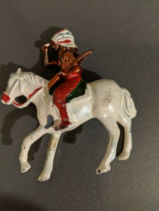 Vintage Metal Indian Riding Horse Toy Figurine 1950 