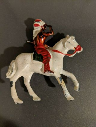 Vintage METAL Indian riding Horse TOY FIGURINE 1950 ' S made in England rifle 2