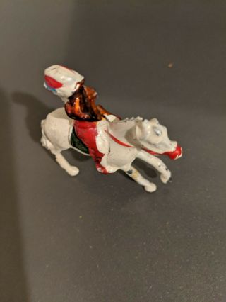 Vintage METAL Indian riding Horse TOY FIGURINE 1950 ' S made in England rifle 3