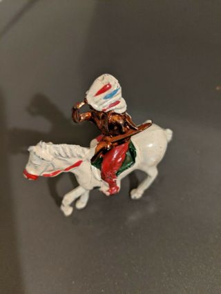 Vintage METAL Indian riding Horse TOY FIGURINE 1950 ' S made in England rifle 4