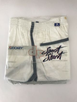 Vtg Nip Jockey Dp Sport Short White/blue Trim Sport Swimwear Underwear Sz 32 - 34