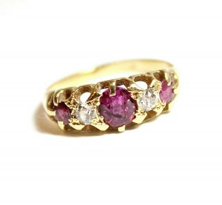 Antique Victorian 18ct Gold Ruby & Diamond Ring