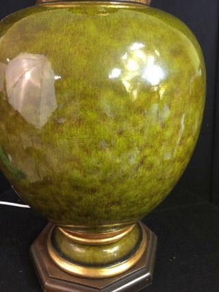 Vintage Huge FREDERICK COOPER Style Lamp Hollywood Regency Ceramic Green Gold 2