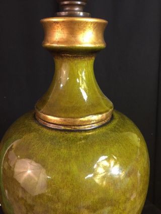 Vintage Huge FREDERICK COOPER Style Lamp Hollywood Regency Ceramic Green Gold 3