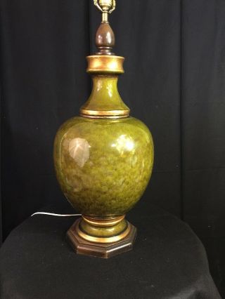 Vintage Huge FREDERICK COOPER Style Lamp Hollywood Regency Ceramic Green Gold 4