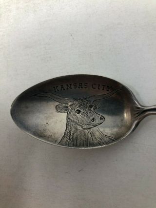 Watson Sterling Souvenir Spoon Frog Umbrella Longhorn Cattle Kansas City MO 2